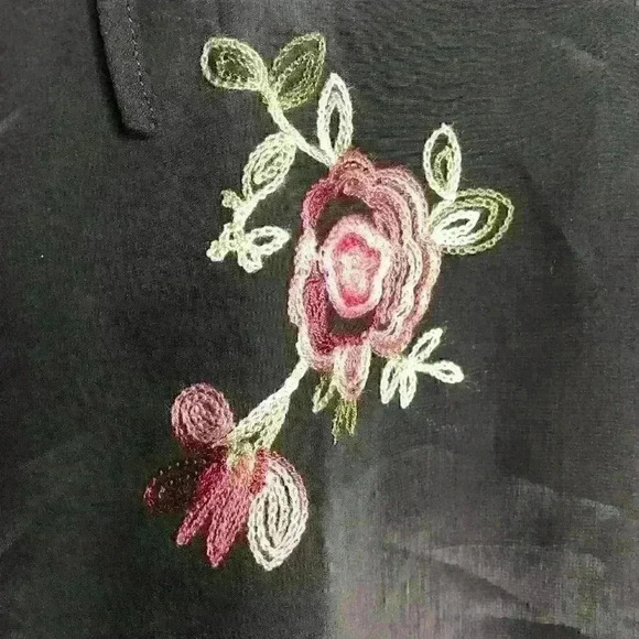 Lucca Black Embroidered Long sleeve‎ top Sz S - Picture 6 of 9